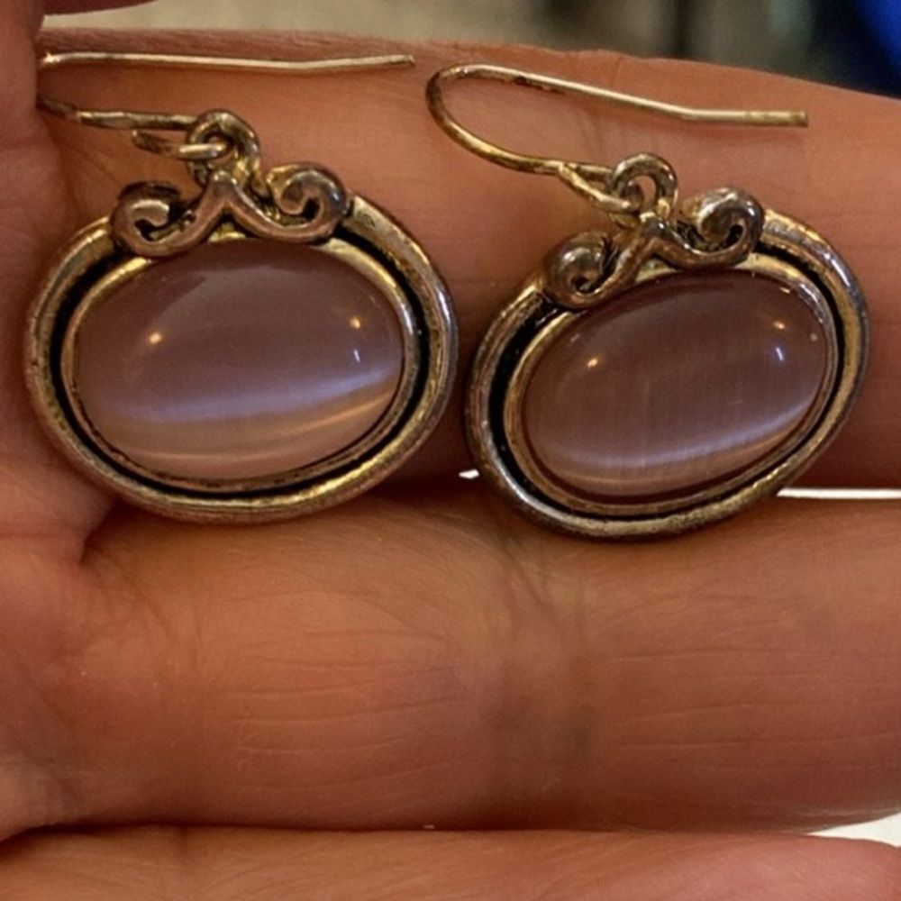 Vintage Elegant Pink Oval Earrings